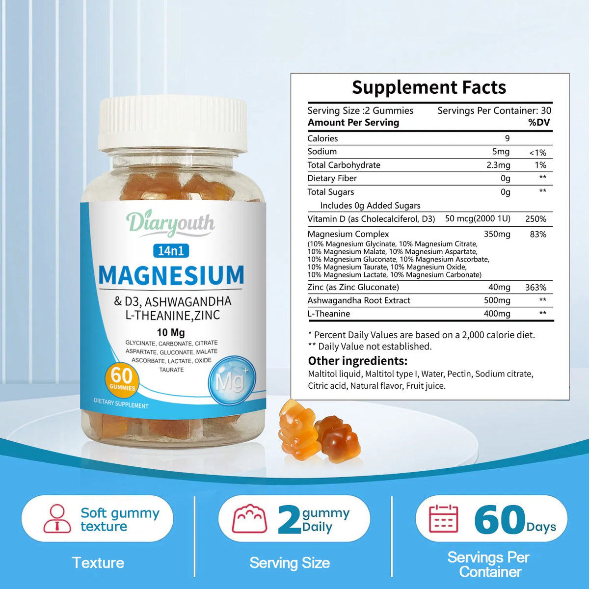 Diaryouth Magnesium & Ashwagandha Gummies